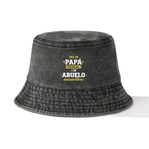 Chapeau Bob en Polyester Délavé Imprimé Lettres Espagnoles Cadeau Père Protection Solaire Décontractée Plein Air Adultes