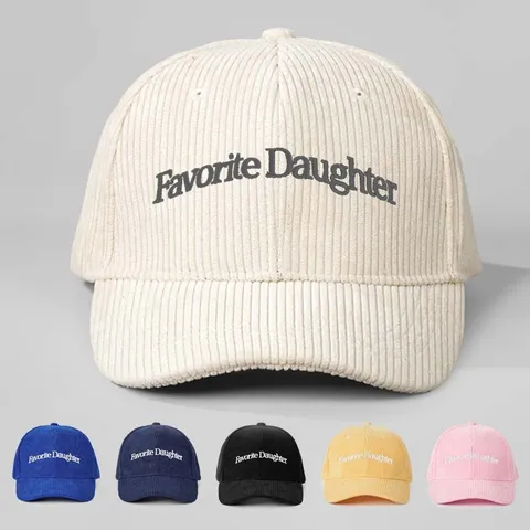 Fashion Unisex Corduroy Baseball Cap Embroidered Letter Adjustable Curved Brim Sun Protection Outdoor Sports Hat Holiday