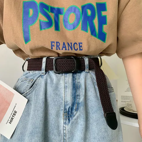Unisex Casual Woven Canvas Belt Adjustable Fashion Waist Belt With Metal Pin Buckle For Jeans Pants Daily Wear