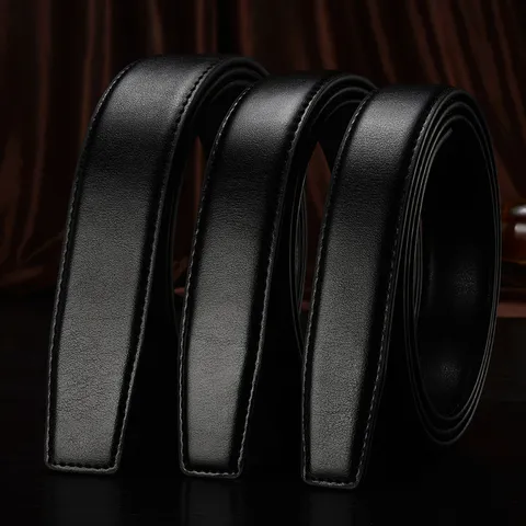 Men's Genuine Leather Automatic Buckle Belt Strap Business Casual Solid Color Replacement Strap Without Buckle