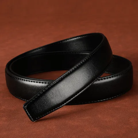 Men Genuine Leather Automatic Buckle Belt Business Casual Black Cowhide Pants Strap