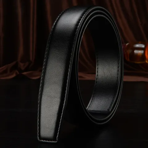 Men's Genuine Leather Automatic Buckle Belt Strap Business Casual Solid Color Replacement Strap Without Buckle