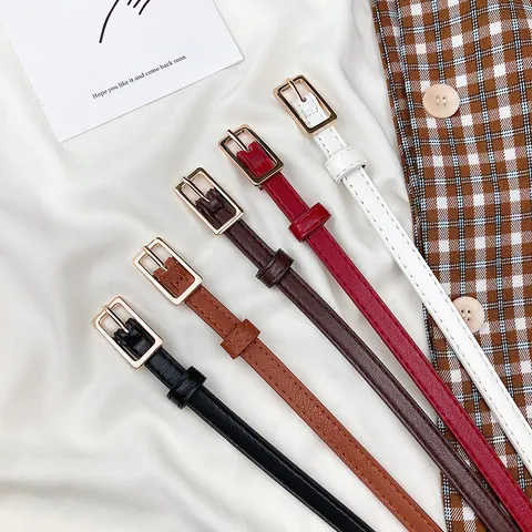 Women's Retro Simple PU Leather Thin Belt Casual Versatile Waist Strap For Dress Jeans Stylish Fashion Accessories