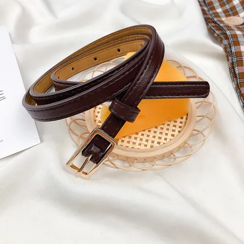Women's Retro Simple PU Leather Thin Belt Casual Versatile Waist Strap For Dress Jeans Stylish Fashion Accessories