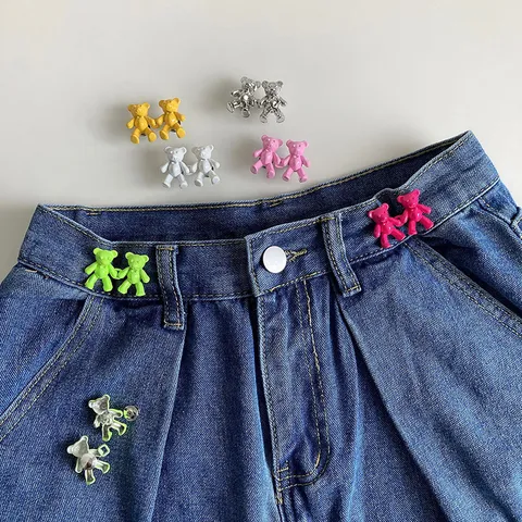 Metal Bear Waist Tightening Buckle Adjustable Jeans Waist Extender Cute Bear Pants Waist Tightener Women Accessories