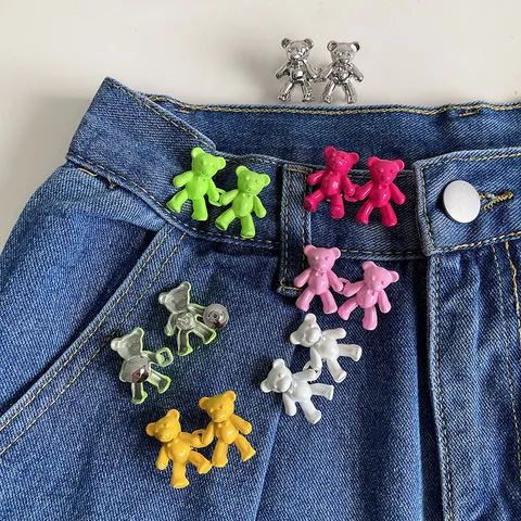 Metal Bear Waist Tightening Buckle Adjustable Jeans Waist Extender Cute Bear Pants Waist Tightener Women Accessories