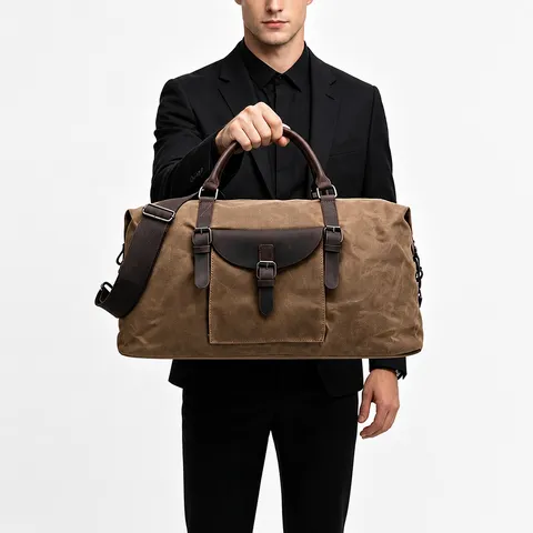 Vintage Wasserdicht Gewachst Segeltuch Reisehülle Große Kapazität Herren Duffle Bag Geschäftsreise Gepäck Retro Wochenende Duffle Bag