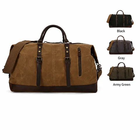 Vintage Canvas Reistas Grote Capaciteit Duffel Bag Waterdicht Zakelijke Reizen Bagageas Voor Mannen En Vrouwen