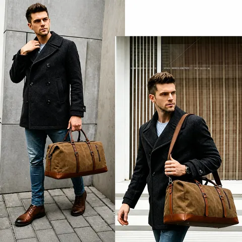 Vintage Canvas Reistas Grote Capaciteit Duffel Bag Waterdicht Zakelijke Reizen Bagageas Voor Mannen En Vrouwen