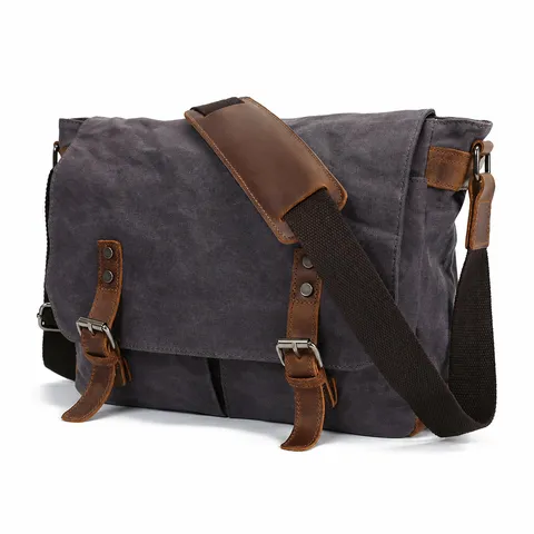Herren Vintage Segeltuch Umhängetasche Lässige Kurier Tasche Grosse Kapazität Wasserdichte Schultertasche Für Reisen