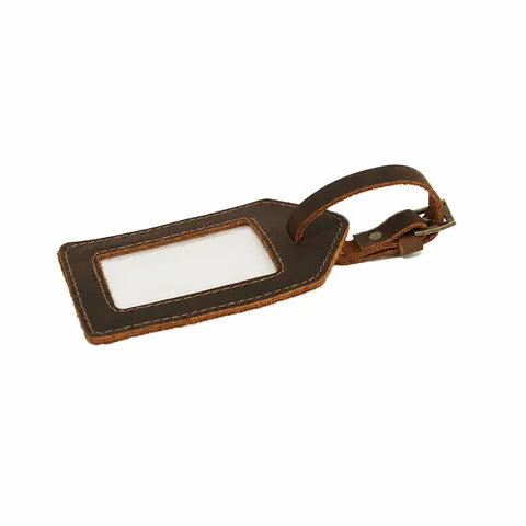 Echtes Leder Kofferanhänger Vintage ID Etikett Reise Tasche Anhänger Mit Klarem Fenster Und Metallschnalle Für Koffer
