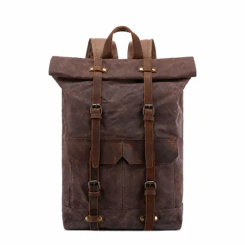 Herren Segeltuch Rucksack Vintage Wasserdicht Reise Rucksack Lässig Große Kapazität Laptop Tasche für Outdoor Wandern Schule