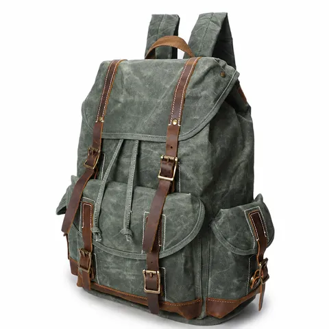 Herren Casual Vintage Segeltuch Rucksack Große Kapazität Wasserdicht Reise Tagesrucksack Langlebige Schultasche Für Outdoor Pendeln