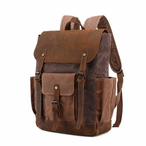 Vintage Segeltuch Rucksack Für Herren Lässige Reise Rucksack Wasserdicht Großes Fassungsvermögen