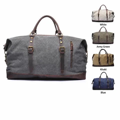 Hommes Grande Capacité Toile Voyage Sac de Voyage Vintage Imperméable Décontracté Weekender Bagage Affaires Nuit Sac