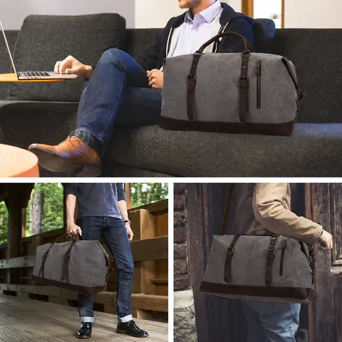 Hommes Grande Capacité Toile Voyage Sac de Voyage Vintage Imperméable Décontracté Weekender Bagage Affaires Nuit Sac