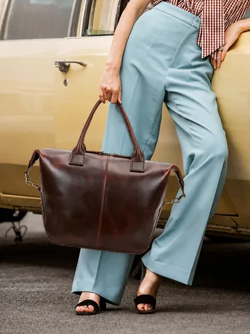 Damen Echtes Leder Tragetasche Vintage Rindsleder der ersten Schicht Große Kapazität Business Pendeln Handtasche Umhängetasche