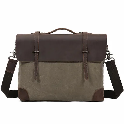 Vintage Canvas Herren Umhängetasche Große Kapazität Lässige Schulter Aktentasche Business Pendler Crossbody Tasche