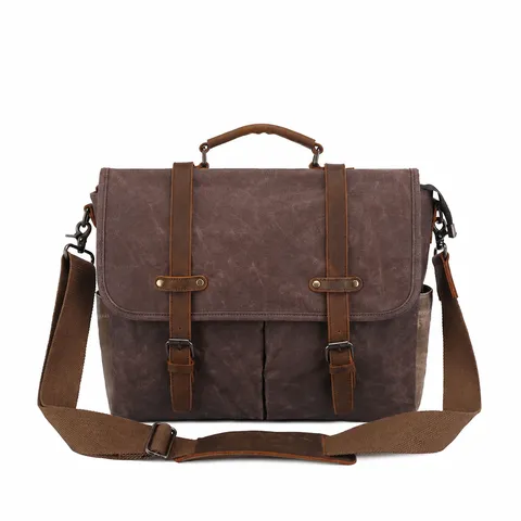 Herren Vintage Gewachstes Segeltuch Umhängetasche Lässig Business Messenger Schultertasche Große Kapazität Retro Design