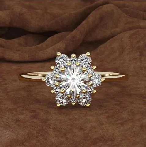 Elegante Anello Fiocco di Neve in Strass di Lega di Zinco da Donna Lucido Cristallo Forma di Fiore Botanico Anello da Dito Gioielli