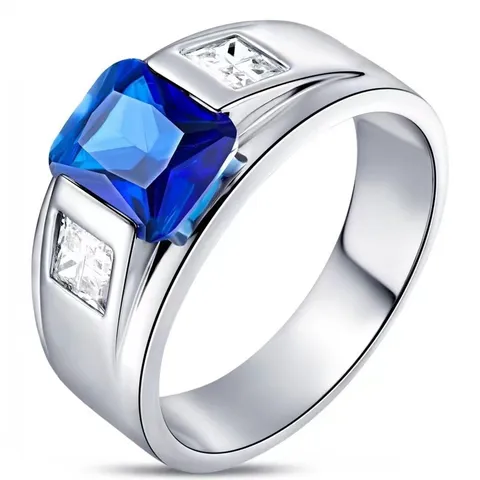 Anello in Lega di Zinco Geometrico Quadrato Strass Retro Galvanico Uomo Gioielli di Moda Fascio Largo Anello Dito Accessori