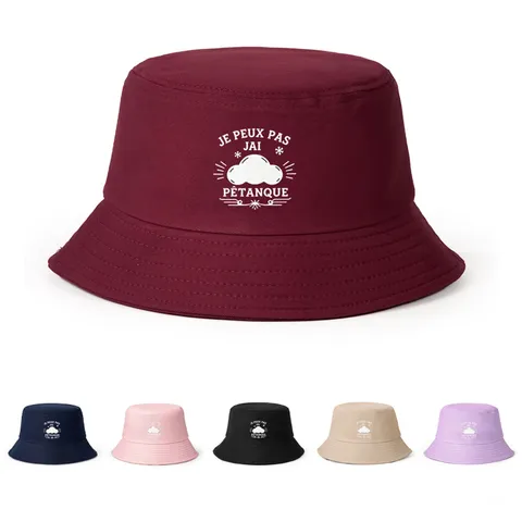 Bob en Polyester Unisexe Impression Numérique Lettre Française Motif Nuage Protection Solaire Casquette de Pêche Décontractée Adultes