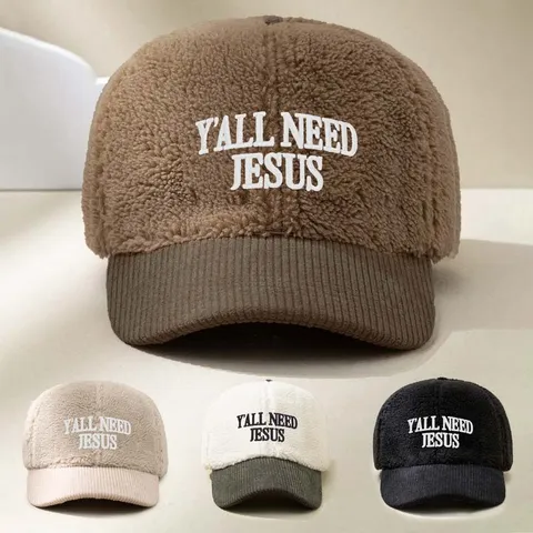Unisex Colorblock Baseball Cap Sherpa And Corduroy Patchwork Letter Print Adjustable Dad Hat Casual Sun Hat