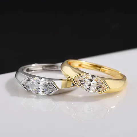 Semplice Anello in Lega con Strass Marquise Design Geometrico Quadrilatero Gioielli per Coppia Anello di Personalità per Donna Uomo Placcato Oro Argento