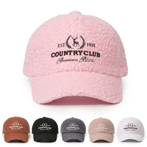 Casquette de Baseball en Velours Teddy Unisexe Réglable Décontracté Extérieur Protection Solaire Brodé de Lettres Chapeau de Cerf