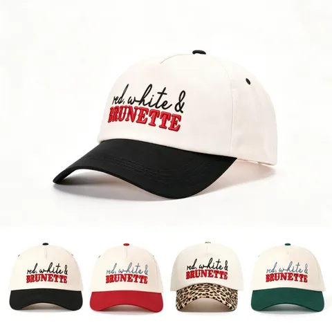 Unisex Colorblock Baseball Cap Adjustable Outdoor Sports Hat Letter Embroidered Polyester Sun Protection Dad Hat