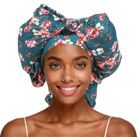 Gorro de Dormir de Seda Satinada para Mujer para Trenzas Largas Rastas Protección Capilar Estampado Floral Sombrero Elástico