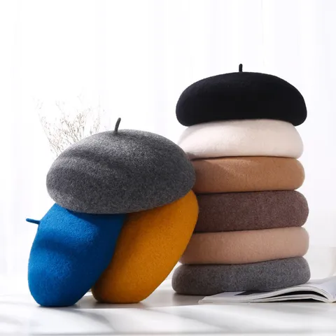 Women Wool Blend Beret British Retro Autumn Winter Solid Color Painter Hat Casual Warm Elegant Chic Fashion Headwear