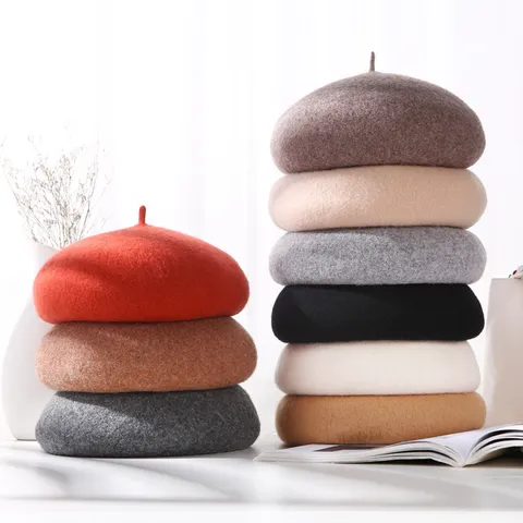 Women Wool Blend Beret British Retro Autumn Winter Solid Color Painter Hat Casual Warm Elegant Chic Fashion Headwear