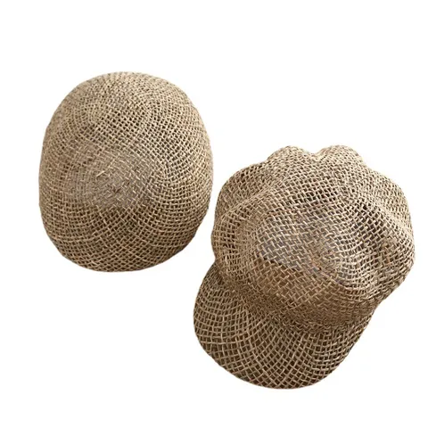 Casquette Newsboy en Paille pour Femme Chapeau de Peintre Ajouré Respirant Vintage Casual Protection Solaire Chapeau Octogonal