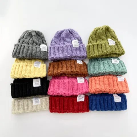 Winter Warm Knit Beanie Hat For Women Men Thickened Slouchy Cold Weather Skull Cap Solid Color Acrylic Ski Cap