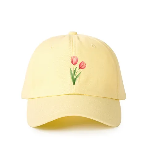 Polyester Tulp Bedrukt Honkbalpet Voor Dames Heren Gebogen Rand Zonnescherming Outdoor Verstelbaar Casual Mode Pet
