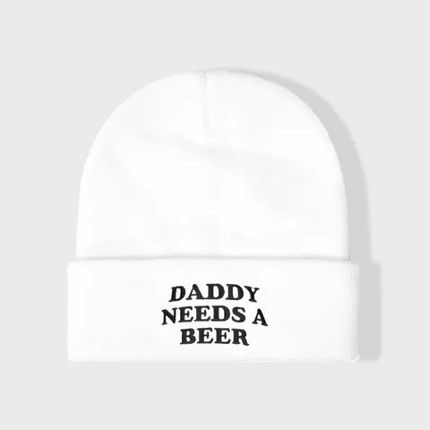 Daddy Needs A Beer Letter Geborduurde Muts Warme Winter Acryl Gebreide Skull Cap Voor Heren Dames Casual Outdoor