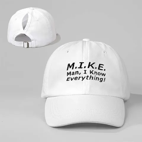 Washed Polyester Embroidery Lettering Ponytail Baseball Cap Adjustable Dome Curved Brim Sun Protection Outdoor Hat For Women Men