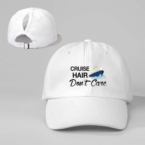 Casquette de Baseball Queue de Cheval Femme Cruise Hair Don't Care Imprimé Délavé Polyester Chapeau de Soleil Pour Voyage Extérieur Plage Réglable