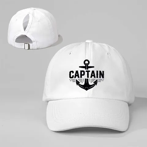 Καπέλο Μπέιζμπολ για Αλογοουρά Captain Άγκυρα Τυπωτό Ρυθμιζόμενο Ξεβαμμένο Πολυεστέρα Υπαίθριο Καπέλο Ήλιου