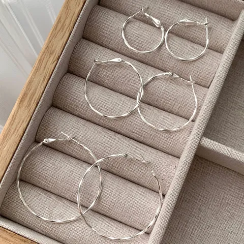 Minimalist 925 Sterling Silver Hoop Earrings For Women Platinum Plated Geometric Oval Loop Earrings Japanese Luxury Delicate Daily Piercing Ear Studs Jewelry Gift