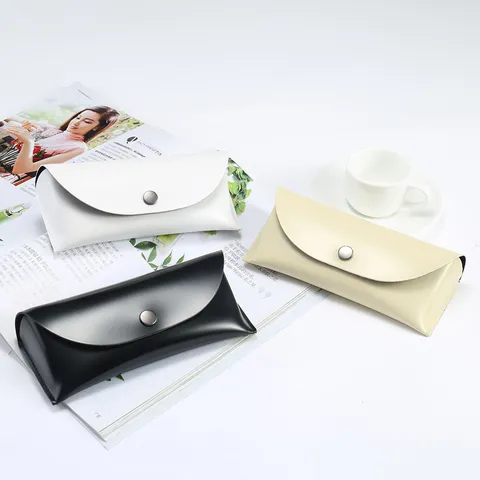 Tragbares Leder Brillenetui Für Herren Damen Minimalistische Sonnenbrillen Aufbewahrungsbox Mit Metallschnalle Faltbare Schutzhülle