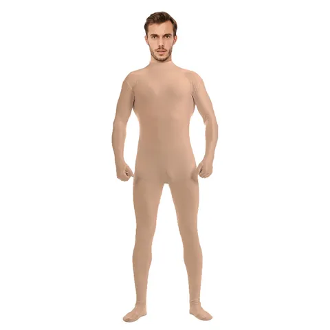Solid Color Zentai Suit Halloween Bodysuit Polyester Stretch Jumpsuit For Men Women Unisex Cosplay Stage Party Wear Top And Bottom