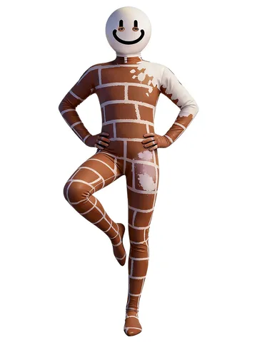 Halloween Chameleon Cosplay Jumpsuit Funny Brick Wall Pattern Full Body Bodysuit For Hide And Seek Game Party Performance Costume