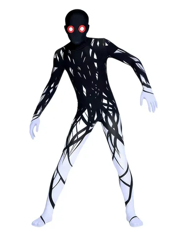 Kids Halloween Scary Red Eye Tree Man Mutant Tree Branch Cosplay Costume All Inclusive Bodysuit With Hood For Horror Ghost Party Performance