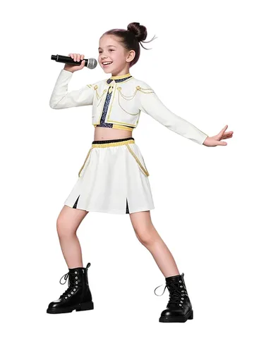 Kids K-Pop Cosplay Stage Performance Costume Girls Jacket Top Skirt Long Sleeve Party Outfits Apparel