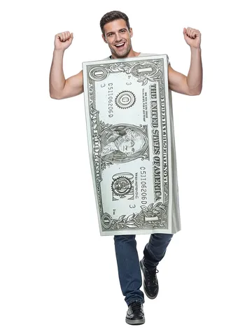 Drôle de Costume de Billet de Banque en Dollars Américains Tenue en Mousse Fête d'Halloween Robe de Cosplay Unisexe Adulte Enfants Nouveauté Vêtement