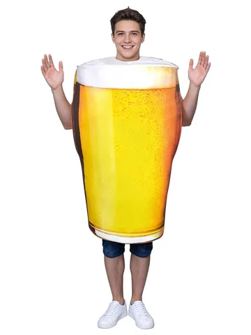 Halloween Taza de Cerveza Disfraz de Cosplay Adultos Niños Divertido Traje de Esponja Novedad Fiesta Rendimiento Ropa