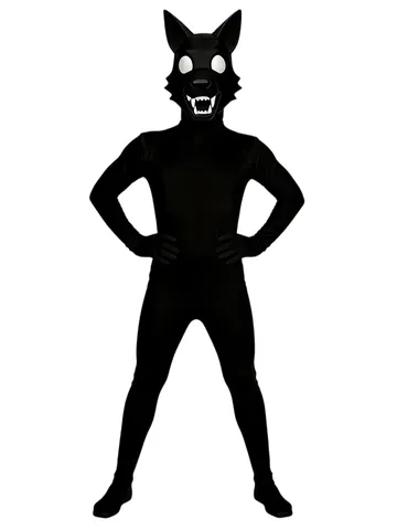 Costume Cosplay loup Noir Halloween Adultes Enfants Combinaison Animale Vêtement de Fête