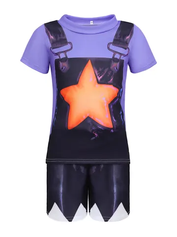 Kids Anime Cosplay Costume Set Girls Long Sleeve Top And Bottom Cartoon Print Polyester Outfit For Children Party